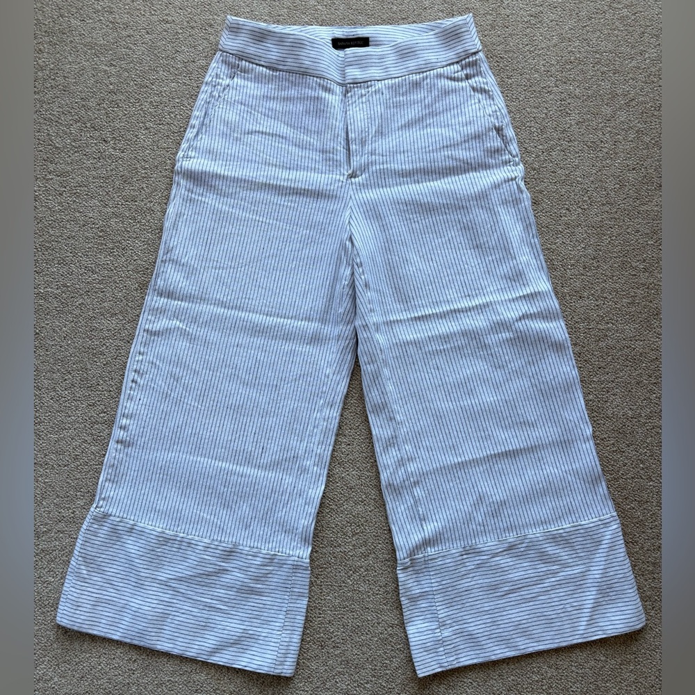 Banana Republic Women’s Blue & White Stripe Wide Leg Crop Pants Size 4